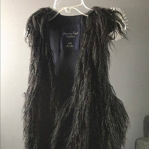 Black Faux Fur Vest | Medium | American Eagle